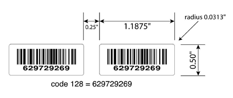 4 Across 1.1875" x .50" Barcode Label